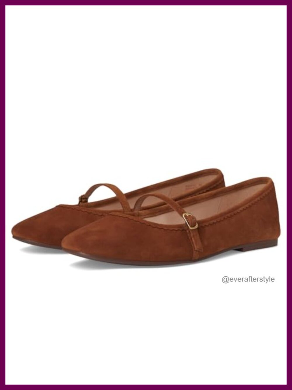 Cole Haan Yelena Scalloped Maryjane Ballet Flats Tobacco Suede